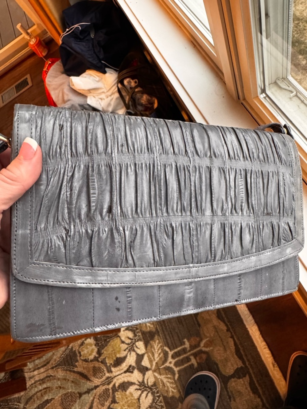 Vintage Genuine ELL Skin Shoulder Bag - Gray